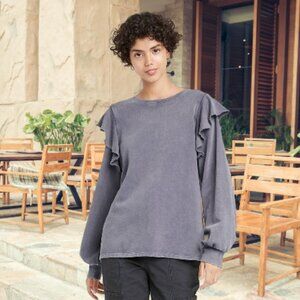 Dark Gray Long Sleeve Ruffle Sweatshirt from Universal Thread Size S NWT